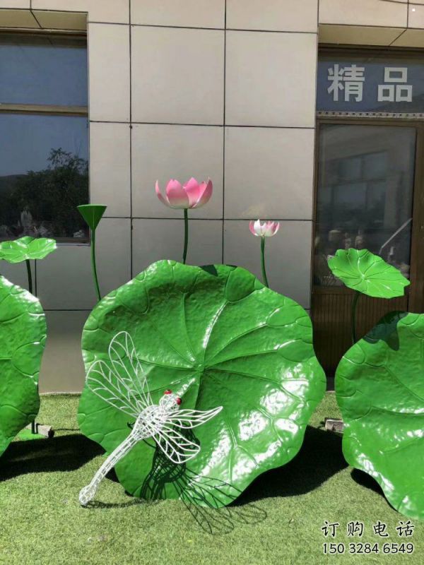 仿真荷叶雕塑厂家，植物美陈雕塑，景观艺术建筑