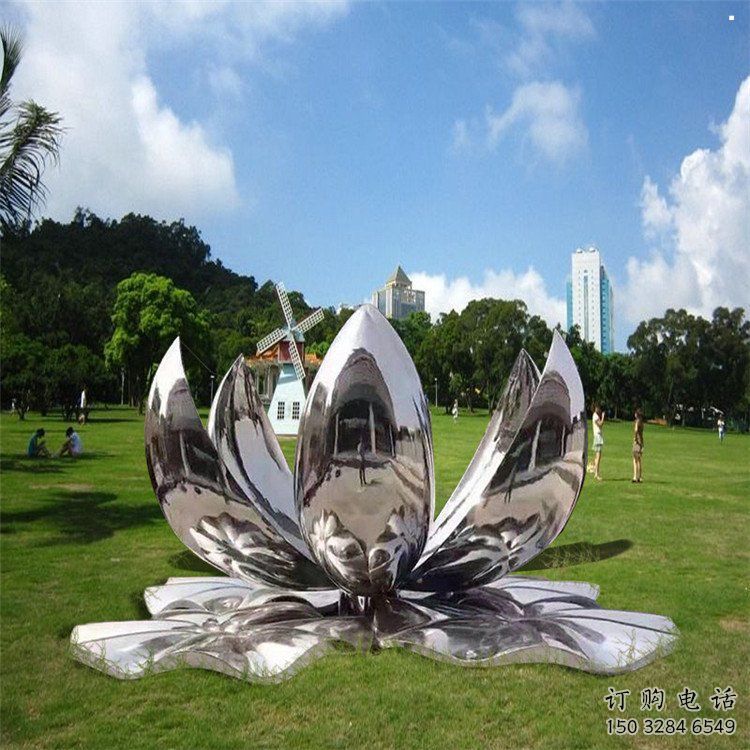 莲花雕塑供给，街道标识，不锈钢镜面莲花雕塑厂家