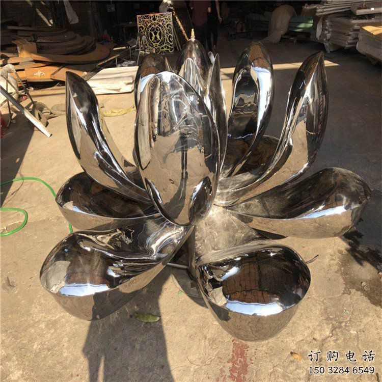 莲花雕塑制作厂家，公园小品，镜面莲花雕塑优选
