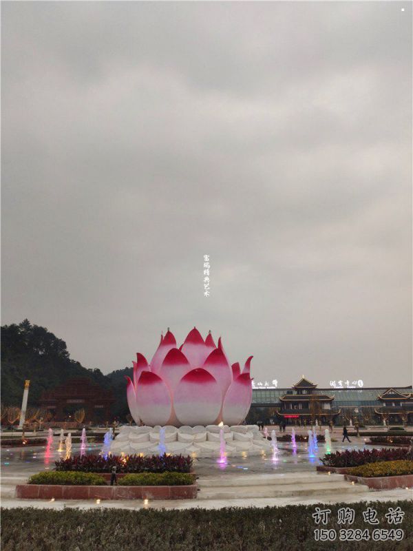 莲花雕塑承接，街道标识，彩绘莲花喷泉雕塑供应厂家