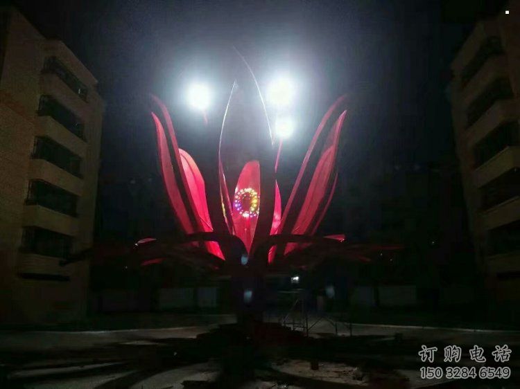 灯光花朵雕塑常用，公园小品，灯光茶花雕塑生产商