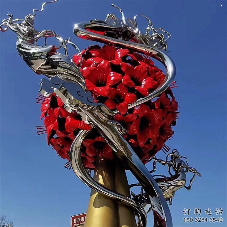 玫瑰花朵雕塑供给，欧式风格，室外玫瑰花朵雕塑提供