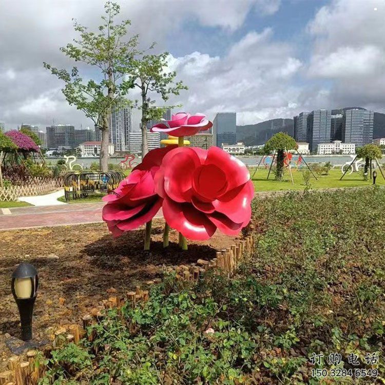牡丹花雕塑，烤漆工艺，不锈钢牡丹花雕塑厂家承接