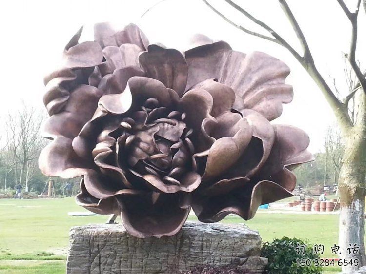 牡丹花雕塑标准，广场雕塑，牡丹花铜雕塑厂家