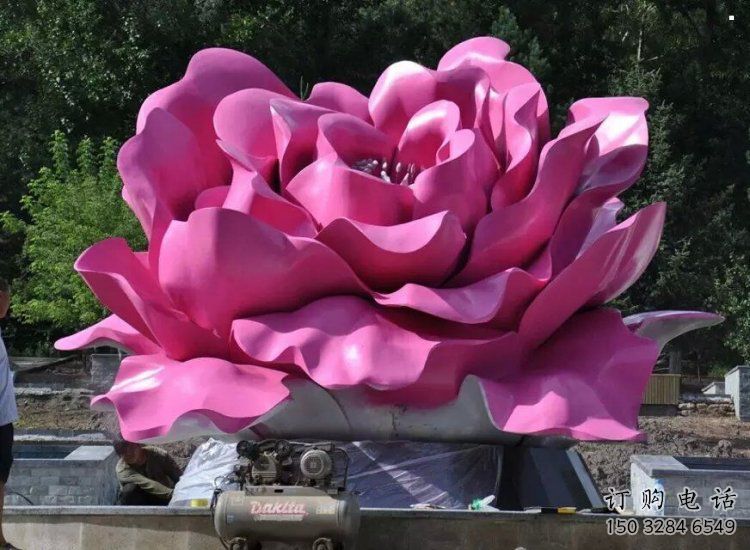 牡丹花雕塑厂家，广场雕塑，不锈钢牡丹花雕塑选用