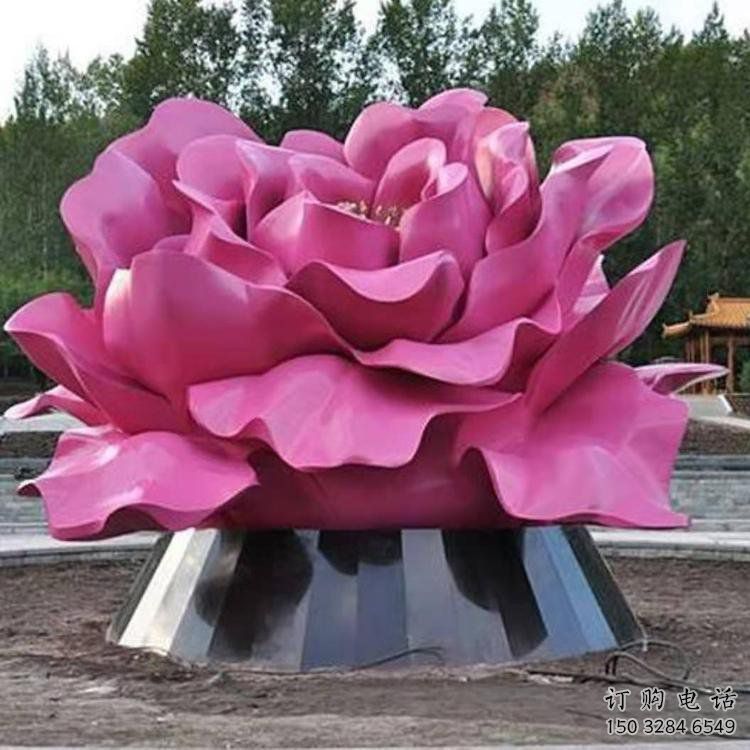 牡丹花雕塑厂家，广场雕塑，不锈钢牡丹花雕塑定制