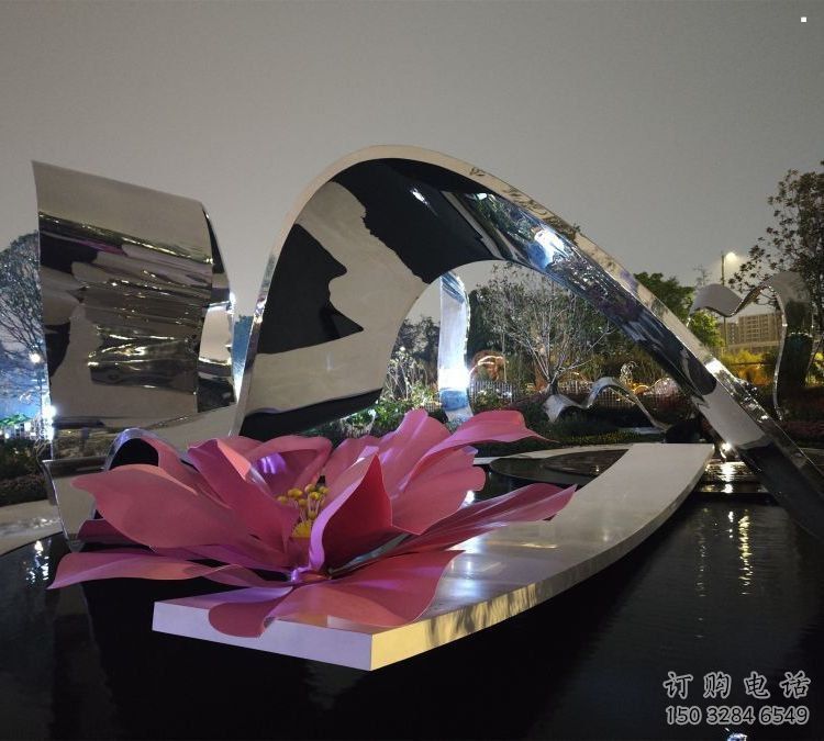 牡丹花雕塑通用，街景小品，不锈钢牡丹花雕塑制造厂家