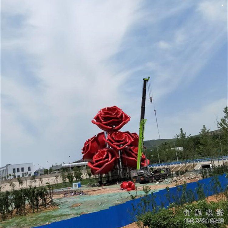 牡丹花雕塑制造，白钢构件，牡丹花花朵雕塑厂家提供