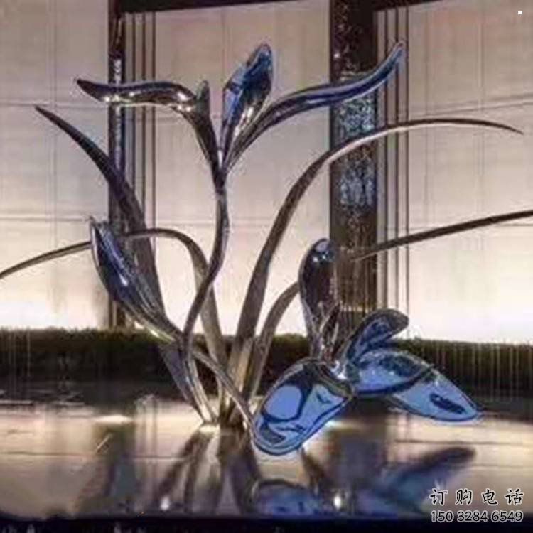 镜面兰花雕塑