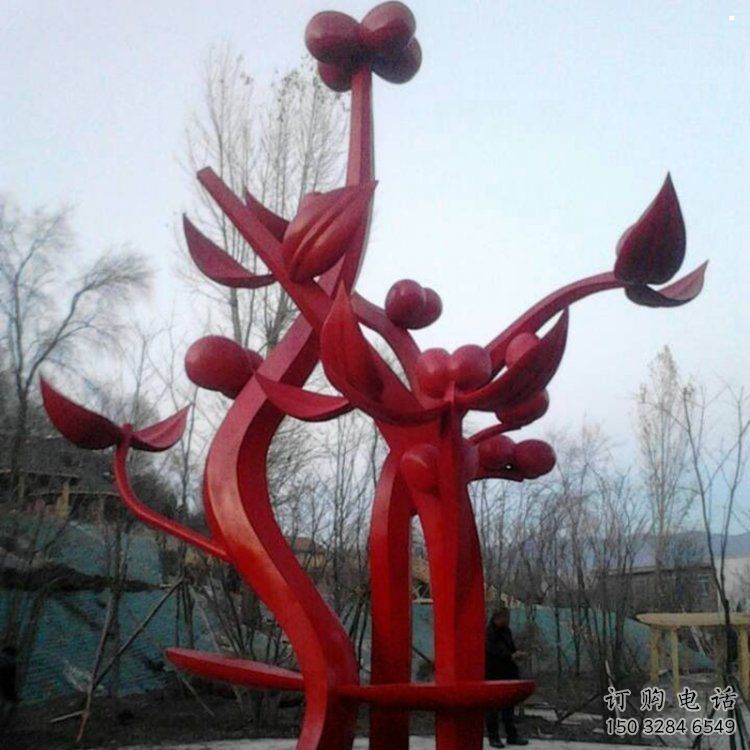 石榴花雕塑精品，景观雕塑，不锈钢石榴花雕塑生产商