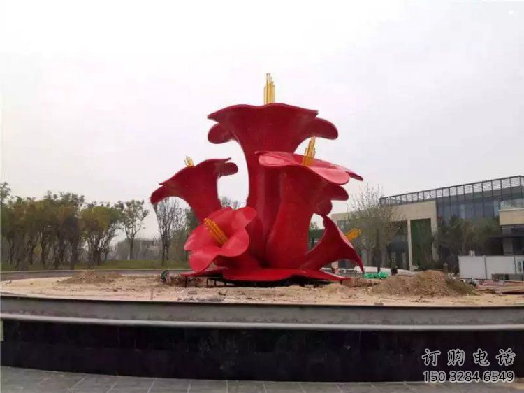 烤漆梧桐花雕塑制造商，室外软装，景观梧桐花雕塑制作厂家