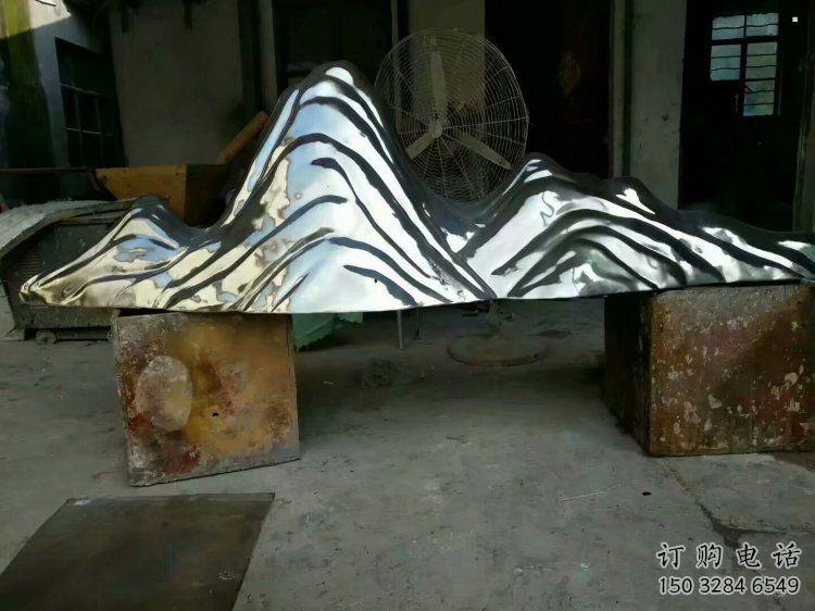 小区假山雕塑，拉丝景观雕塑，抽象效果