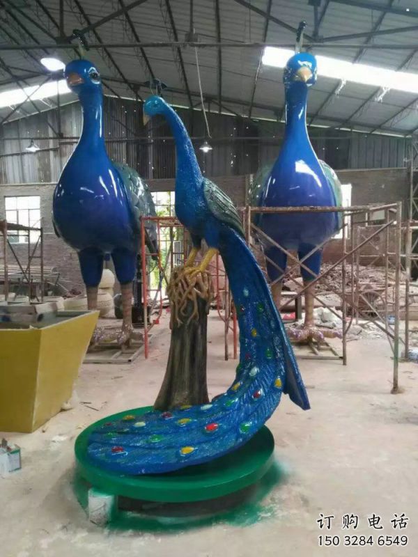 彩绘孔雀雕塑生产商，街头艺术，艺术仿真孔雀雕塑精选 