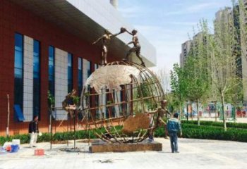 地球仪雕塑精选，欧式风格，艺术地球仪人物雕塑指用
