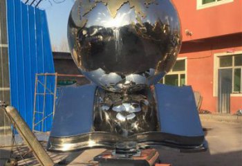 地球仪雕塑预定，城区小品，不锈钢书籍地球仪雕塑制造商