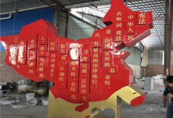 烤漆地图雕塑，白钢构件，不锈钢地图雕塑生产厂家