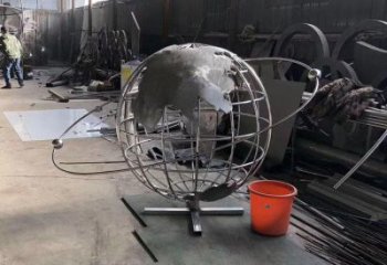 地球仪雕塑生产，透雕系列，镜面地球仪雕塑生产商