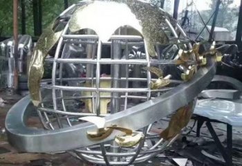 地球仪雕塑展品，彩钢制作，镜面地球仪雕塑厂家精品