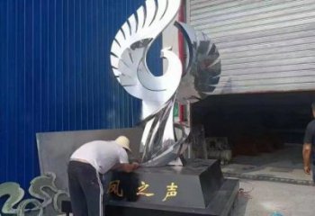 景观凤凰雕塑定做，小区摆件，镜面不锈钢凤凰雕塑制作