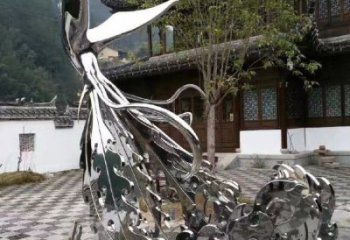 园林凤凰雕塑供求，水景雕塑，不锈钢凤凰雕塑制造商