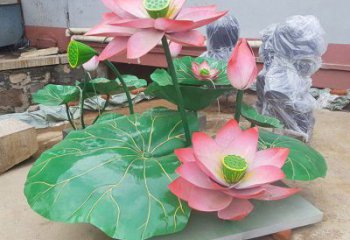 钢铸荷花雕塑常用，钢管组合，园林荷花雕塑定价