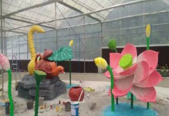 雕塑荷花景观制造，街景小品，景观仿真荷花雕塑优价