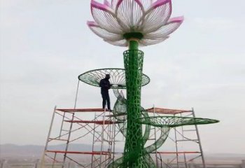 建筑荷花雕塑精选，露天雕塑，镂空仿真荷花雕塑订做