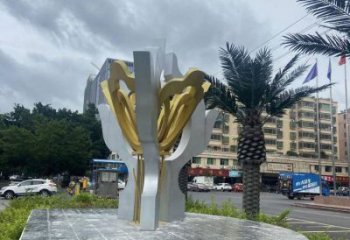 荷花雕塑厂家，街头雕塑，不锈钢荷花雕塑厂定价