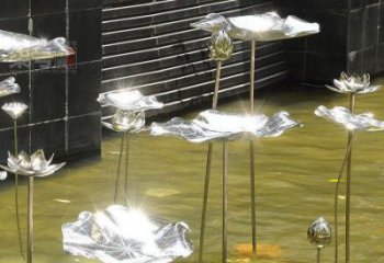镜面荷叶雕塑制造商，公园雕塑，不锈钢荷叶雕塑厂家