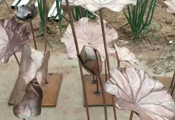 荷叶雕塑展品，公园小品，铜荷叶雕塑供需