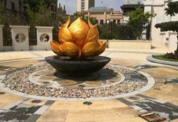 金莲花雕塑厂家，露天雕塑，不锈钢金莲花雕塑选用