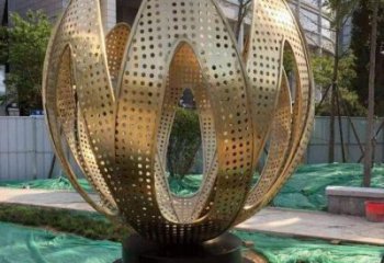 镂空莲花雕塑制作，市标雕塑，灯光莲花雕塑常用