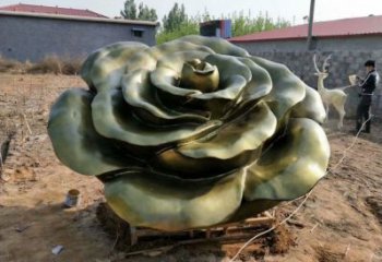 玫瑰花雕塑摆件，室外软装，玻璃钢玫瑰花雕塑厂家