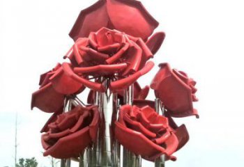 玫瑰花雕塑指用，小区摆件，不锈钢玫瑰花雕塑制作