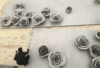制造月季花雕塑精选，室外雕塑，不锈钢月季花雕塑制作厂家