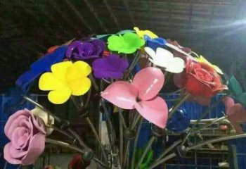 烤漆花朵雕塑厂家，现代美陈元素，花卉景观类