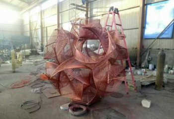 花球雕塑订做，街景小品，不锈钢花球雕塑制作厂家