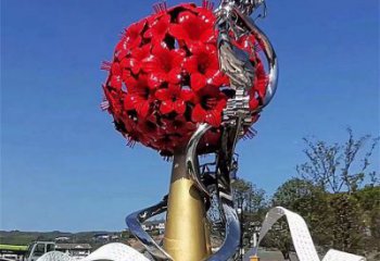 大型玫瑰花朵雕塑公司，花园小品，玫瑰花朵雕塑常用