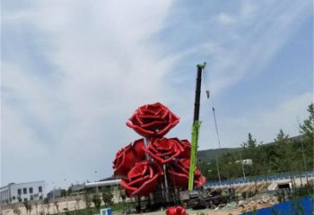 玫瑰花朵雕塑厂家，村标概念，玫瑰花朵雕塑制作观赏型