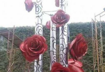 玫瑰花朵雕塑定做，公园小品，烤漆玫瑰花朵雕塑厂家