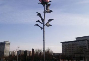 花朵月季雕塑承接，街景小品，月季花朵雕塑标志订做