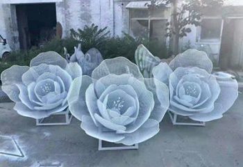 牡丹花雕塑厂家，地标摆件，镂空牡丹花雕塑选用厂家