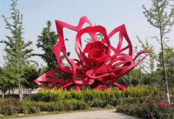 牡丹花雕塑精选，陆地摆件，不锈钢牡丹花雕塑厂家