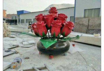仿真牡丹花雕塑厂家，小区雕塑，牡丹花花朵雕塑制作
