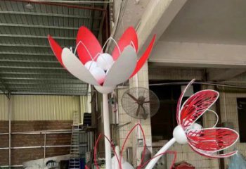 烤漆百合花雕塑供应，花园小品，不锈钢百合花雕塑展品
