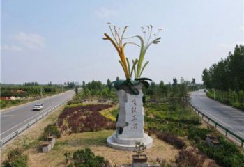 金银花雕塑生产商，街头艺术，不锈钢金银花雕塑厂家