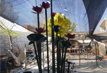 菊花雕塑工厂，户外雕塑，景观不锈钢菊花雕塑选用