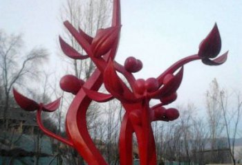石榴花雕塑精品，景观雕塑，不锈钢石榴花雕塑生产商