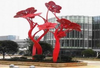 梧桐花雕塑标准，彩钢制作，不锈钢梧桐花雕塑优价