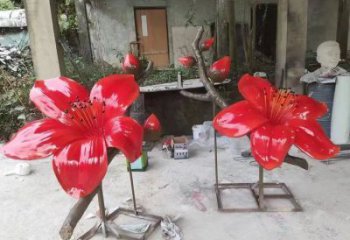梧桐花雕塑优选，室外雕塑，彩绘梧桐花雕塑厂家优选